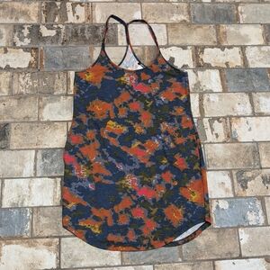 Venus Blue Multi Color Sleeveless Dress With Cross Strap Back Size Small